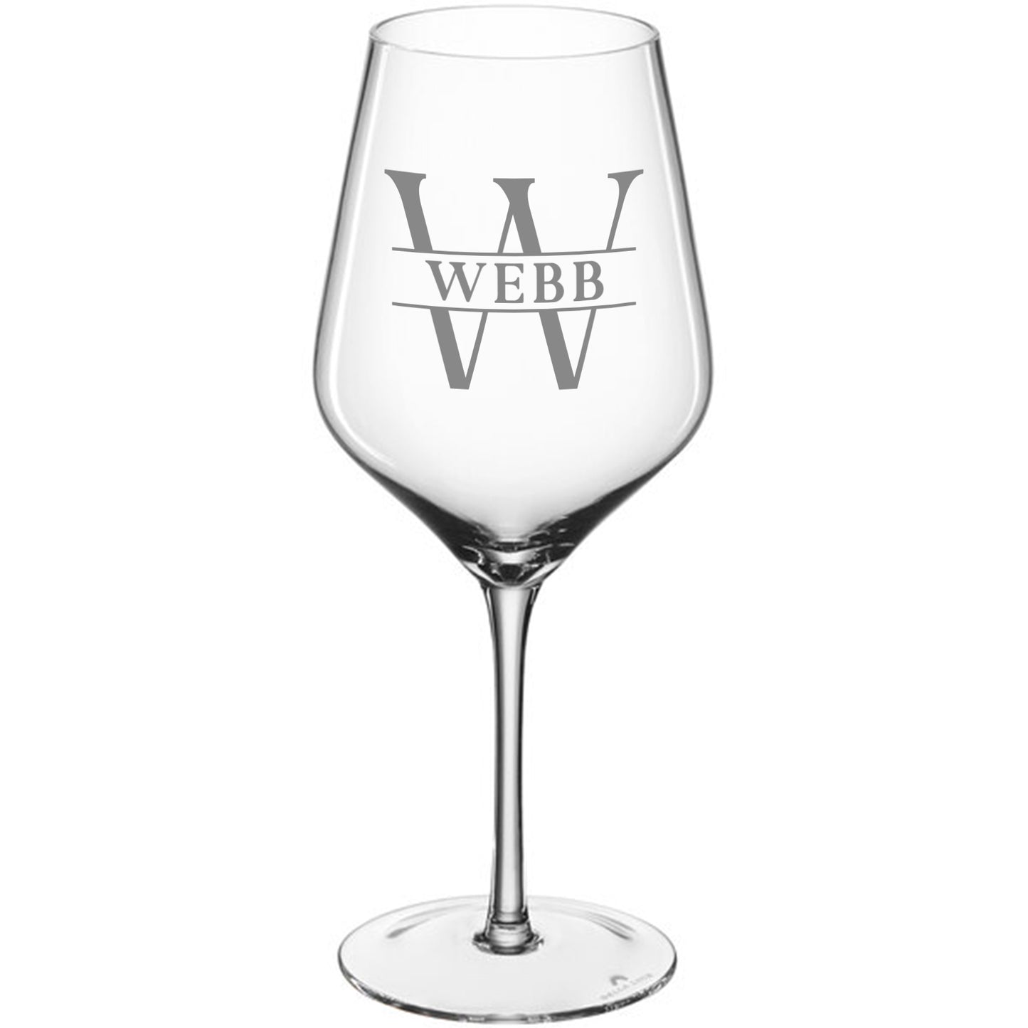 Split Monogram Engraved Stemmed Wine Glass